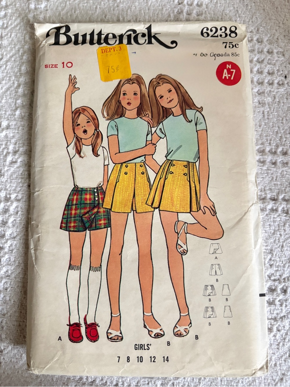 Vintage Butterick Pattern 6238 for Girl’s Pantskirts